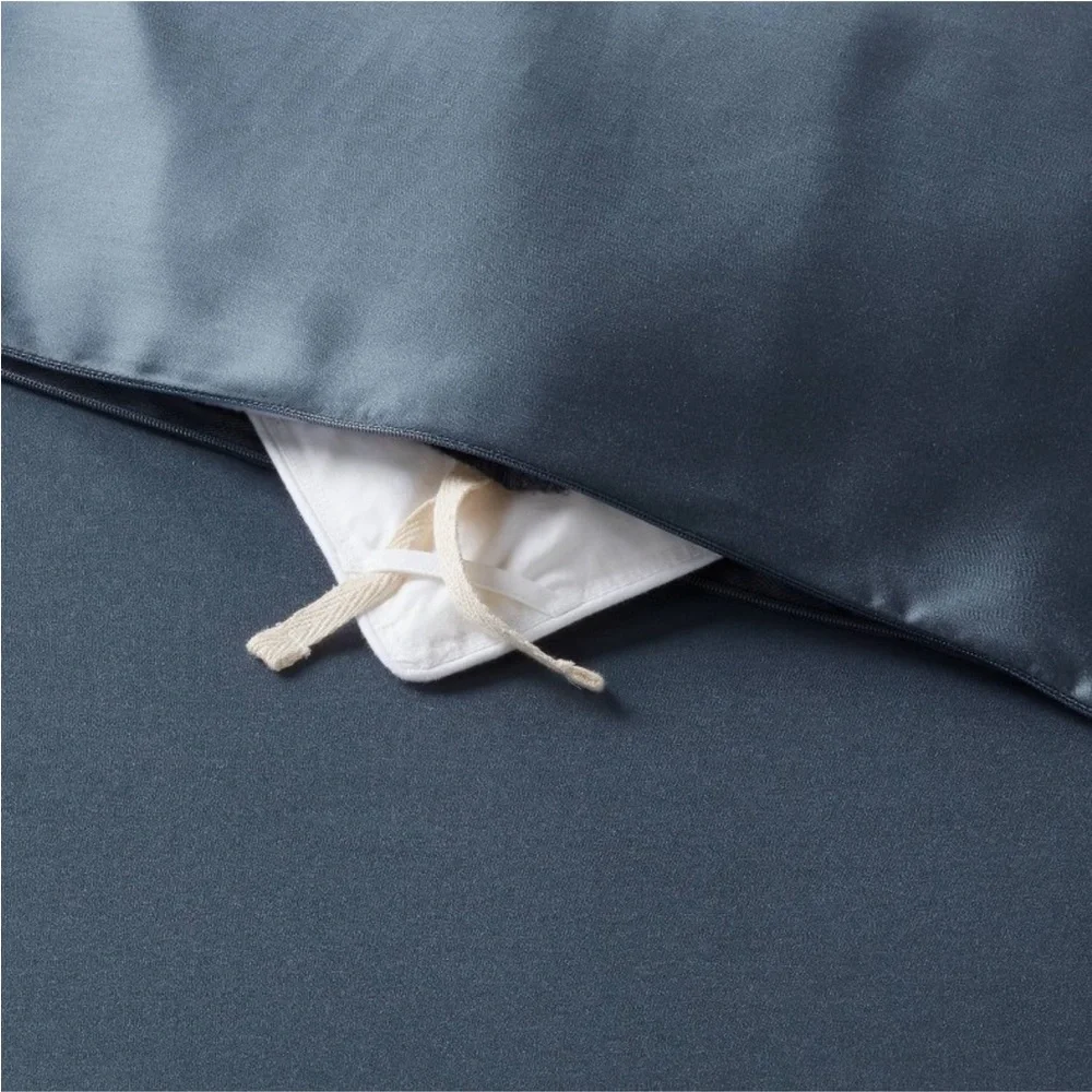 THRESHOLD NWT 3pc luxe tencel lycocell duvet cover & sham set -slate blue -king